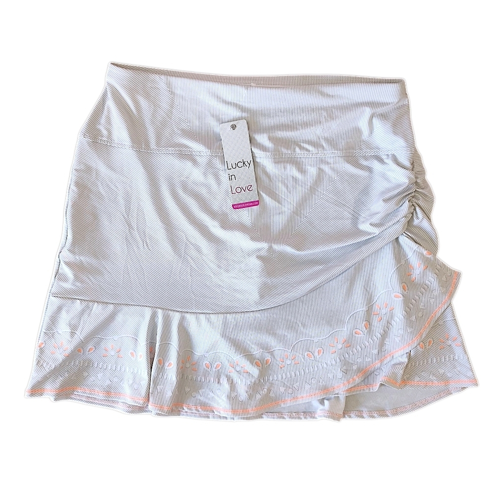 Lucky in Love White Skort with Apricot Accents